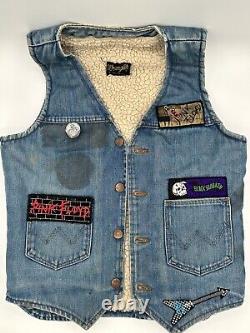 Gilet en jean vintage pour femmes Wrangler Rock Heavy Metal Iron Maiden en taille S