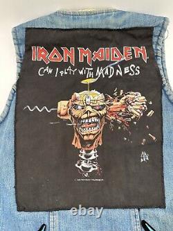 Gilet en jean vintage pour femmes Wrangler Rock Heavy Metal Iron Maiden en taille S