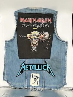 Gilet en jean vintage pour femmes Wrangler Rock Heavy Metal Iron Maiden en taille S