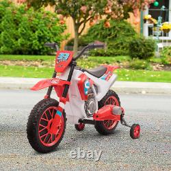 HOMCOM Moto Électrique 12V pour Enfants avec Roues d'Apprentissage Rouge