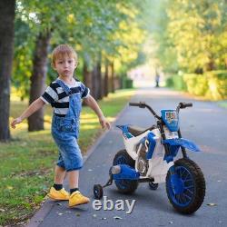 HOMCOM Moto électrique pour enfants 12V avec roues d'entraînement Bleu