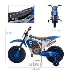 HOMCOM Moto électrique pour enfants 12V avec roues d'entraînement Bleu