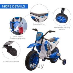 HOMCOM Moto électrique pour enfants 12V avec roues d'entraînement Bleu