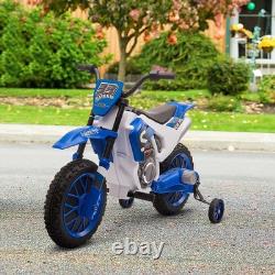 HOMCOM Moto électrique pour enfants 12V avec roues d'entraînement Bleu