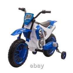 HOMCOM Moto électrique pour enfants 12V avec roues d'entraînement Bleu