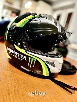 Hjc Rpha 11 Blanc Vert Noir Full Face Menster Sport Track Helmet Rare