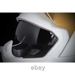 Icon Airflite Casque de moto blanc Peace Keeper avec visière dorée gratuite