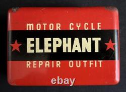 Kit de réparation de moto éléphant boîte en métal vintage d'affichage publicitaire de garage