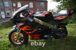 Mini Moto de Poche Racer Sports Essence ORANGE Moto Cross 50cc Tout Terrain