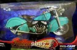 Modèle de Moto Diecast 1/6 Indian Turquoise avec Pneus Blanches Usagés