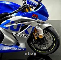 Modèle réduit en métal de moto LCD 1/12 échelle Suzuki GSX-R 1000R argent/bleu