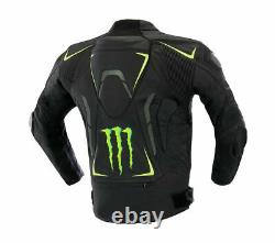 Monster Energy Jacket Moto Leder Motorbike Biker Bicyclette En Cuir Ce Padding