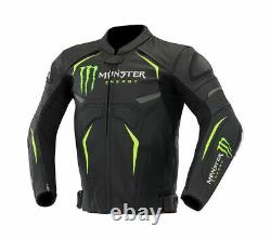Monster Energy Jacket Moto Leder Motorbike Biker Bicyclette En Cuir Ce Padding
