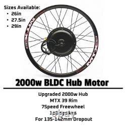 Moteur de moyeu BLDC de roue arrière de moto 2000w MTX 48v/52v-72V