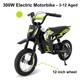 Moto Électrique Pour Enfants 12'' 300w Vélo De Montagne 36v 4ah 25km/h 3 Vitesses - Vert