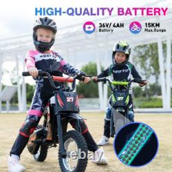 Moto Électrique pour Enfants 12'' 300W Vélo de Montagne 36V 4Ah 25km/h 3 Vitesses - Vert