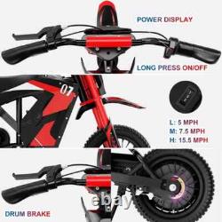 Moto électrique pour enfants 12'' avec moteur 300W, moto tout-terrain, batterie 36V 4AH, âge 3-12 ans