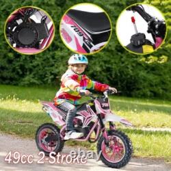 Moto tout-terrain pour enfants rose 49cc 2 temps avec bande de puissance à essence et freins à disque avant et arrière Royaume-Uni