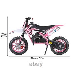 Moto tout-terrain pour enfants rose 49cc 2 temps avec bande de puissance à essence et freins à disque avant et arrière Royaume-Uni