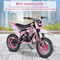 Moto tout-terrain pour enfants rose 49cc 2 temps avec bande de puissance à essence et freins à disque avant et arrière Royaume-Uni