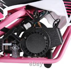 Moto tout-terrain pour enfants rose 49cc 2 temps avec bande de puissance à essence et freins à disque avant et arrière Royaume-Uni