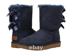 New Authentic Ugg Femmes Bailey Bow II Bottes D’hiver Chaussures Black Chestnut Blue