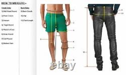 Pantalon de motard en cuir d'agneau véritable pour homme style jeans à 5 poches blancs