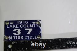 Plaque d'immatriculation de moto Cobalt Lake County 1916, enseigne en métal émaillé pour vélo