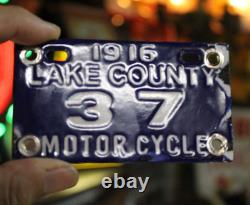 Plaque d'immatriculation de moto Cobalt Lake County 1916, enseigne en métal émaillé pour vélo