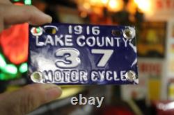 Plaque d'immatriculation de moto Cobalt Lake County 1916, enseigne en métal émaillé pour vélo