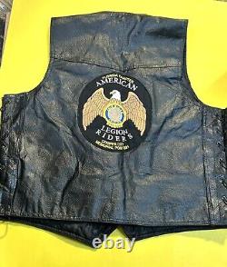 Plaque de diamant, gilet de motard en cuir de buffle noir avec patchs militaires pour vétérans vintage