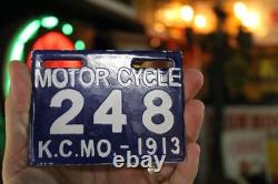 Plaque de métal en porcelaine pour moto Cobalt Kansas City Mo 1913