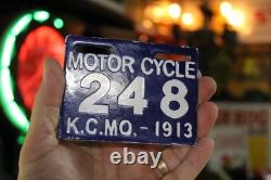 Plaque de métal en porcelaine pour moto Cobalt Kansas City Mo 1913