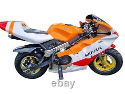 Réplique de moto de poche mini 49cc, moto tout-terrain de course à essence