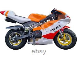 Réplique de moto de poche mini 49cc, moto tout-terrain de course à essence