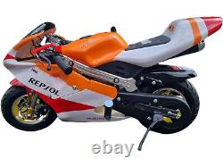 Réplique de moto de poche mini 49cc, moto tout-terrain de course à essence