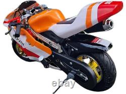 Réplique de moto de poche mini 49cc, moto tout-terrain de course à essence