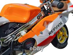 Réplique de moto de poche mini 49cc, moto tout-terrain de course à essence