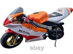 Réplique de moto de poche mini 49cc, moto tout-terrain de course à essence