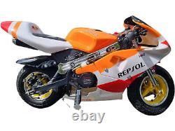 Réplique de moto de poche mini 49cc, moto tout-terrain de course à essence