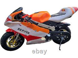 Réplique de moto de poche mini 49cc, moto tout-terrain de course à essence