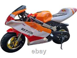 Réplique de moto de poche mini 49cc, moto tout-terrain de course à essence