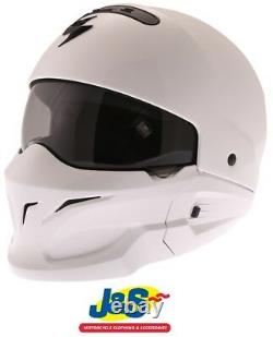 Scorpion Exo Combat Jet Moto Casque Transformateur De Moto Blanc Ouvert J&s