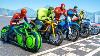Spiderman & Hulk Avec Tous Les Superhéros Course De Moto Événement Jour Compétition Défi Gta 5 273