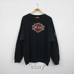Sweat-shirt noir Harley Davidson, patch brodé, Chicago Illinois USA (XL)