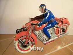 TRÈS BELLE MOTOCYCLETTE EN TÔLE ET SIDECAR (SFA PARIS) (ANNÉES 1940/50) (ÉTAT TRÈS PROCHE DU NEUF)