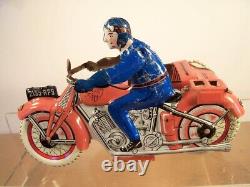 TRÈS BELLE MOTOCYCLETTE EN TÔLE ET SIDECAR (SFA PARIS) (ANNÉES 1940/50) (ÉTAT TRÈS PROCHE DU NEUF)