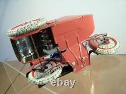 TRÈS BELLE MOTOCYCLETTE EN TÔLE ET SIDECAR (SFA PARIS) (ANNÉES 1940/50) (ÉTAT TRÈS PROCHE DU NEUF)