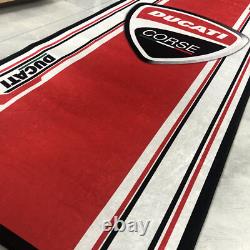 Tapis de sol antidérapant rouge pour garage Ducati pour atelier de moto, convient à la plupart des motos