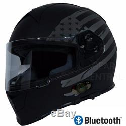 Torque T14 Bluetooth Full Face Double Visor Casque De Moto Plat Drapeau Noir